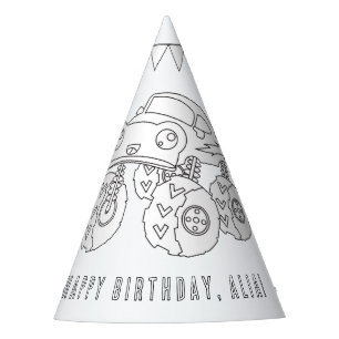 Monster Truck Birthday - Colour Your Own Party Hat