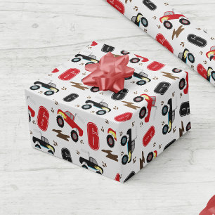 Monster Truck Birthday Custom Age Wrapping Paper