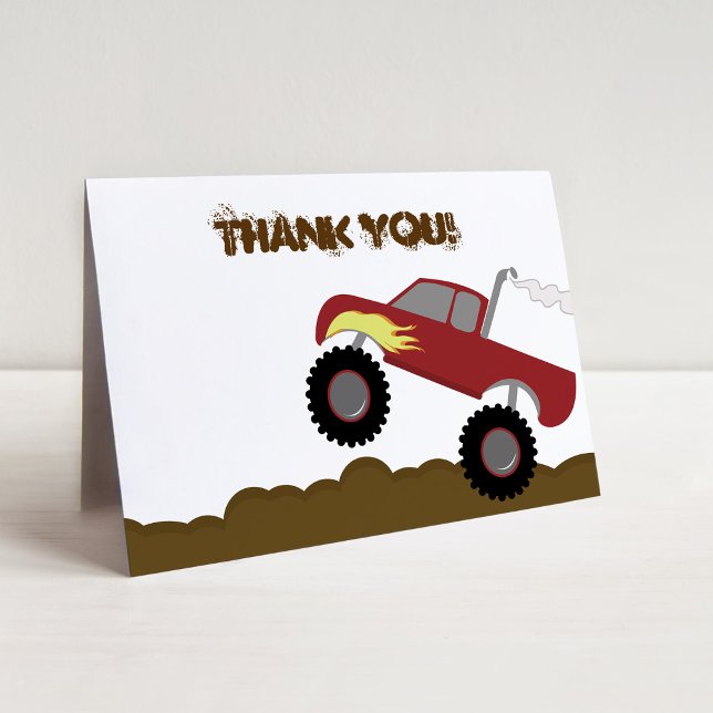 Monster Truck Birthday Folded Thank you note (Creator Uploaded)
