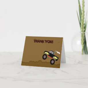 Monster Truck Birthday Folded Thank you note Card