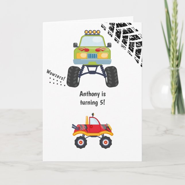 Monster Truck Birthday Greeting Card (Front)