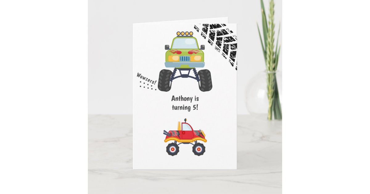 Monster Truck Birthday Greeting Card | Zazzle.co.uk