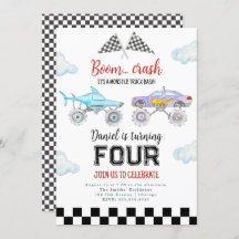 Monster Truck Birthday Invitation