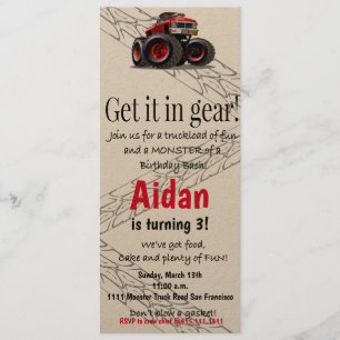 Monster Truck Birthday Invitation