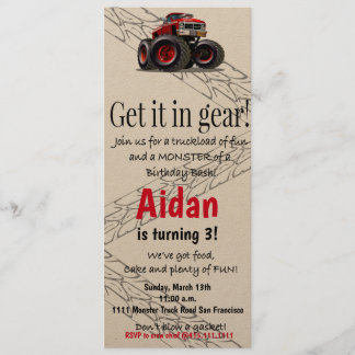 Monster Truck Birthday Invitation