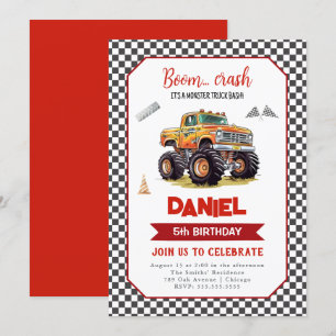 Monster Truck Birthday Invitation Any Age