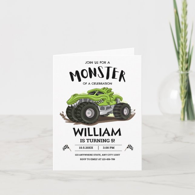 Monster Truck Birthday Invitation, Boys Birthday  Invitation (Front)