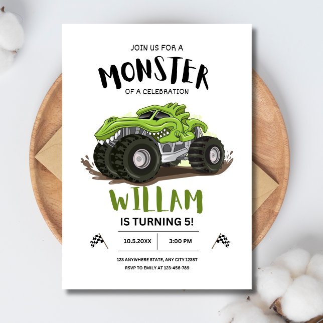 Monster Truck Birthday Invitation, Boys Birthday  Invitation (Creator Uploaded)