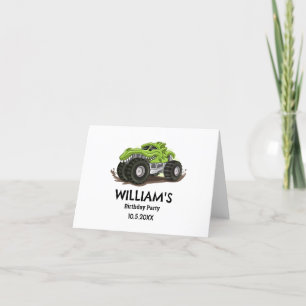 Monster Truck Birthday Invitation, Boys Birthday Thank You Card