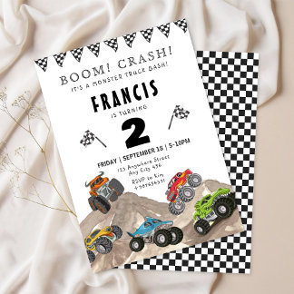Monster Truck Birthday Invitation Car Themed Party
