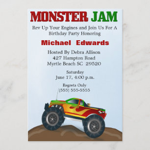 Monster Truck Birthday Invitations