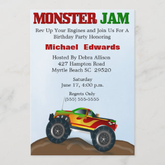 Monster Truck Birthday Invitations