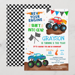 Monster Truck Birthday Invitations for boy