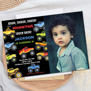 Monster Truck Birthday Invitations with Photo