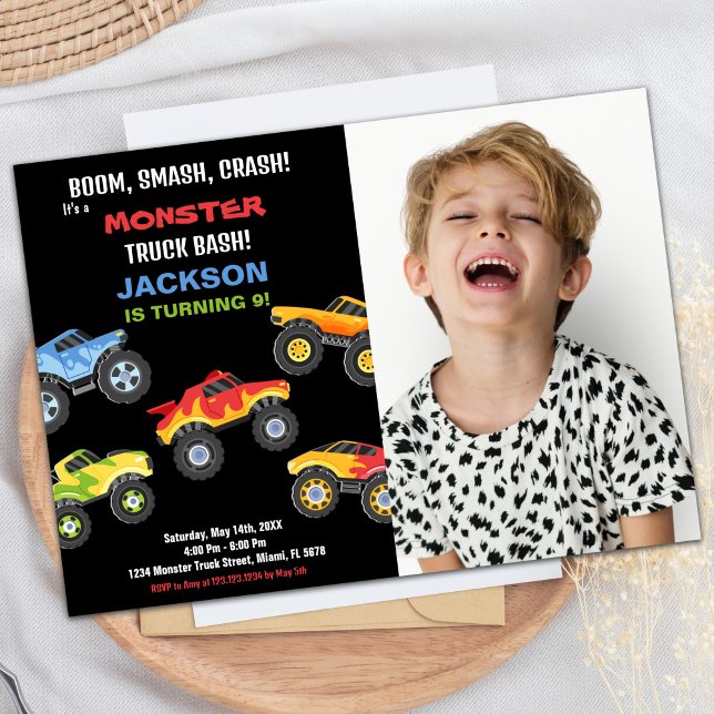Monster Truck Birthday Invitations with photo (Monster Truck Birthday Invitations with photo)