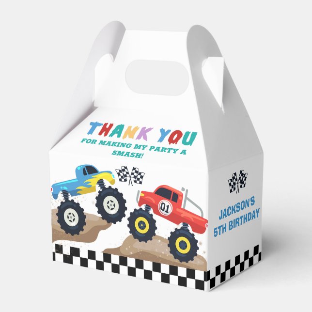 Monster Truck Birthday  Party Favour Box (Front Side)
