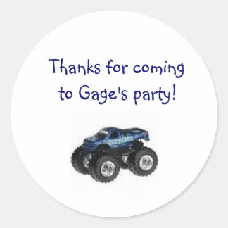Monster Truck Birthday Party Goody Bag Label
