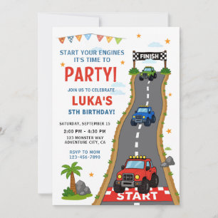 Monster Truck Birthday Party Invitation