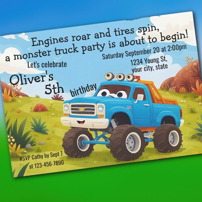 Monster Truck Birthday Party Invitation (Creator Uploaded)