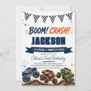 Monster Truck Birthday Party Invitation