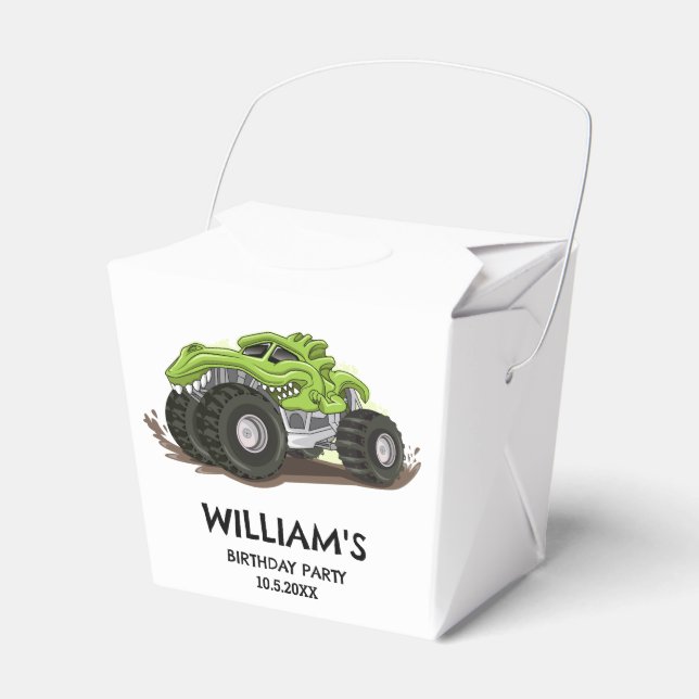 Monster Truck Birthday Party Minimal Boys Birthday Favour Box (Front Side)
