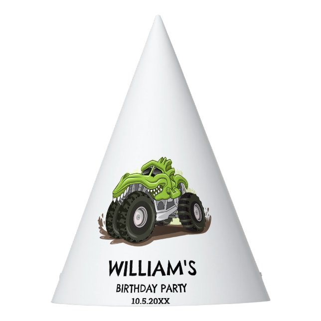 Monster Truck Birthday Party Minimal Boys Birthday Party Hat (Front)