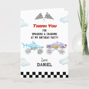Monster Truck Birthday Party Thank You Cards