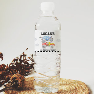 Monster Truck Birthday Water Bottle Label