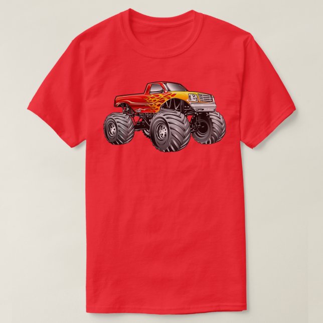 Monster Truck Blazing Flame 2 T-Shirt (Design Front)