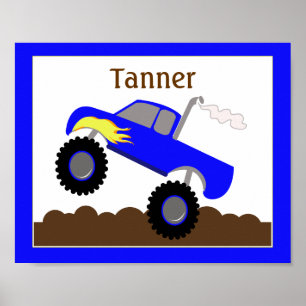 Monster Truck (Blue) Customised Nursery Art Print