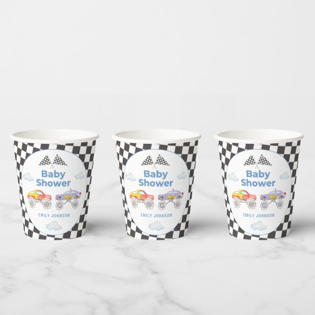 Monster Truck Boy Baby Shower Paper Cups (Multi)