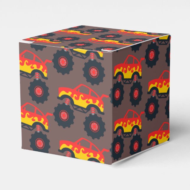 Monster Truck Boy Birthday Party Favour Box (Front Side)