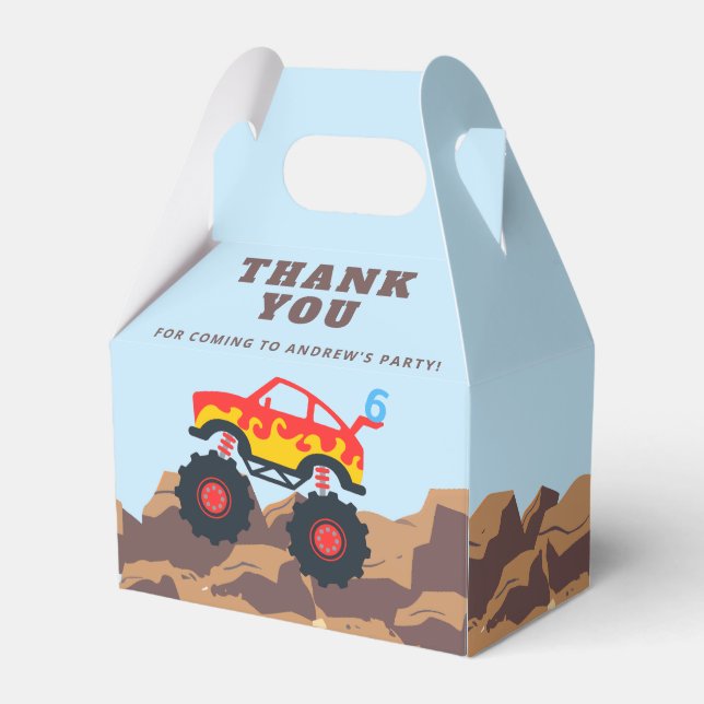 Monster Truck Boy Birthday Party Favour Box (Front Side)