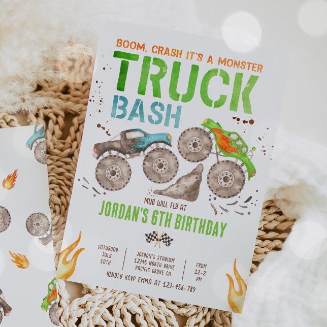 Monster Truck Boy Birthday Party Invitation (Creator Uploaded)
