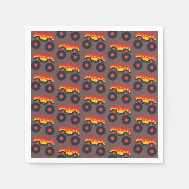 Monster Truck Boy Birthday Party Napkin (Front)