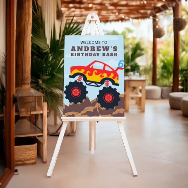 Monster Truck Boy Birthday Party Welcome Sign (Creator Uploaded)