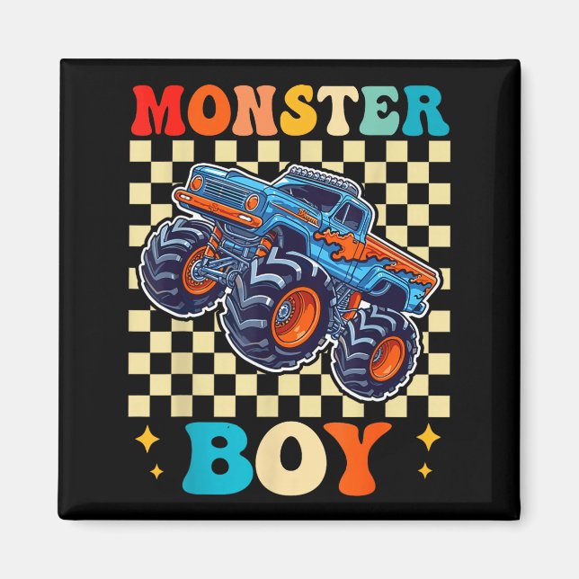Monster Truck Boy Family Matching Monster Trucks B Magnet (Front)