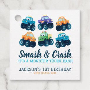 Monster Truck Boys Cute Birthday Favour Tags