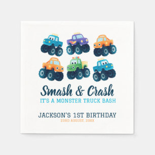 Monster Truck Boys Cute Birthday Paper Napkin