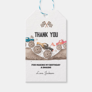 Monster Truck Can't Catch me I AM THREE Invitation Gift Tags