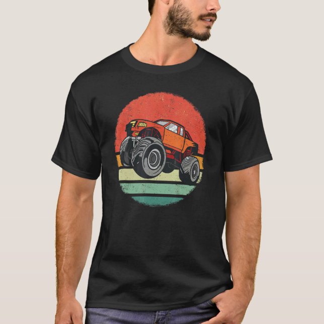 Monster Truck Car Retro Sunset T-Shirt (Front)