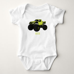 Monster truck cartoon illustration baby bodysuit