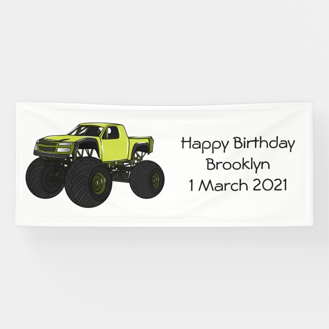 Monster truck cartoon illustration banner (Horizontal)