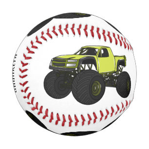 Monster truck cartoon illustration baseball