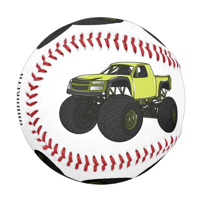 Monster truck cartoon illustration baseball (Front Left)