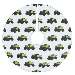 Monster truck cartoon illustration brushed polyester tree skirt