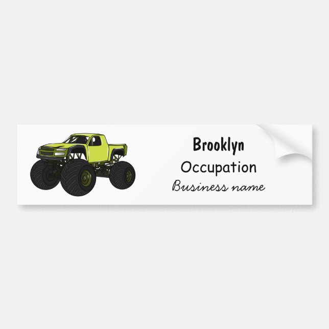 Monster truck cartoon illustration bumper sticker (Front)