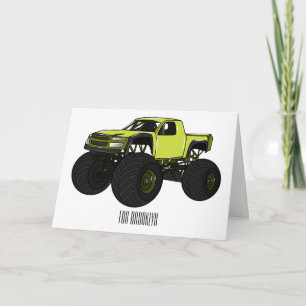 Monster truck cartoon illustration card