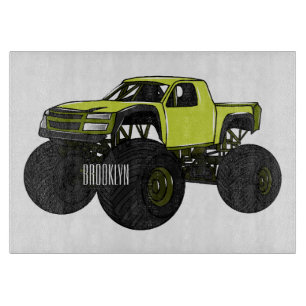 Monster truck cartoon illustration cutting board