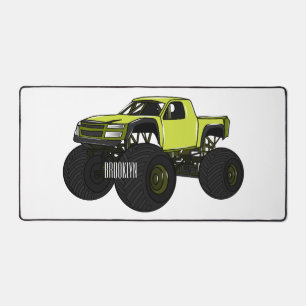 Monster truck cartoon illustration desk mat